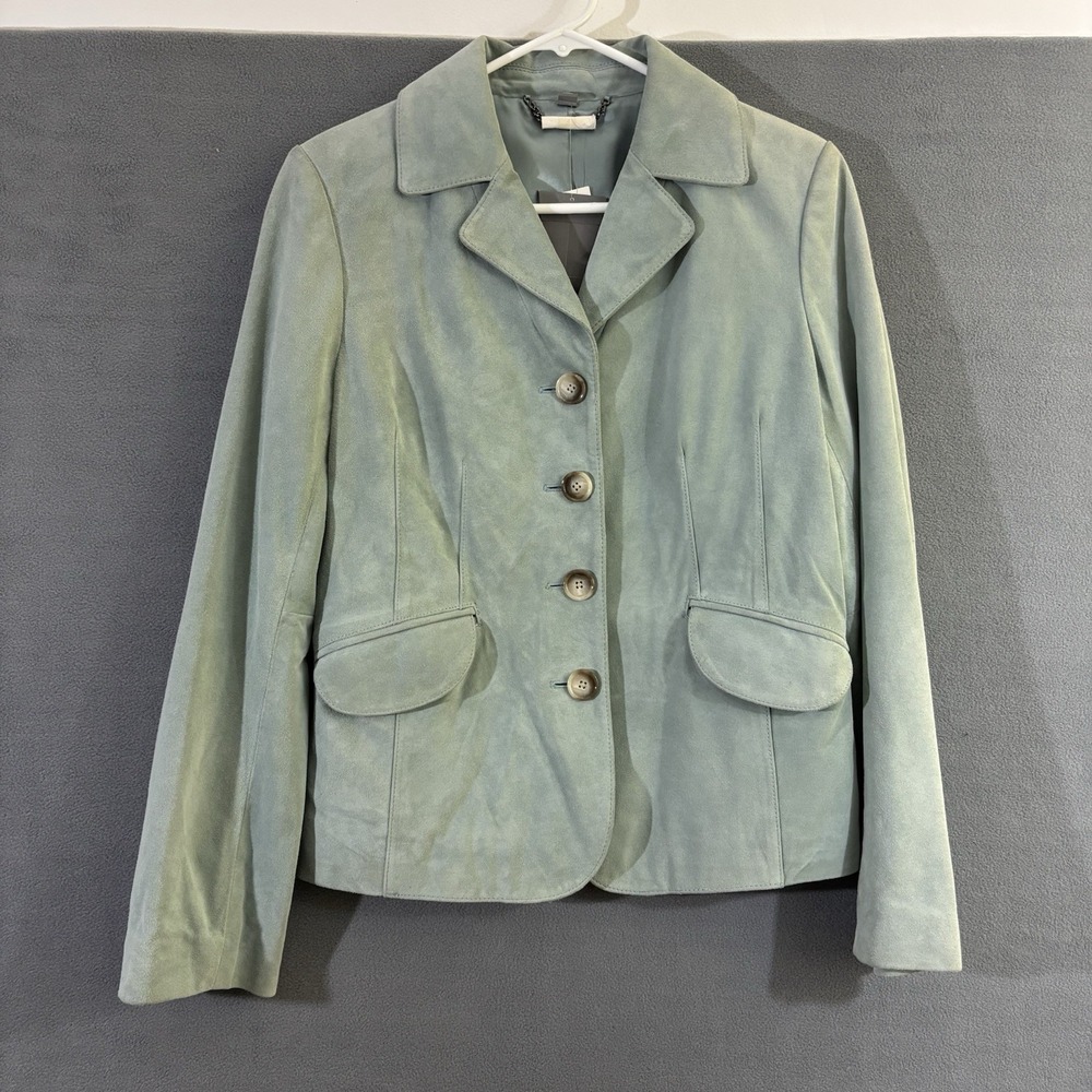 Ann Taylor NWT Size 6 Suede Blazer Light Green New Pockets Leather Jacket‎ $198